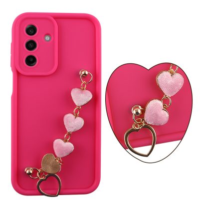 VOLTE-TEL ΘΗΚΗ SAMSUNG A17 4G A175/A17 5G A176 6.74" SILICON TPU WITH STRAP FULL CAMERA PROTECTION PINK WITH PINK HEARTS