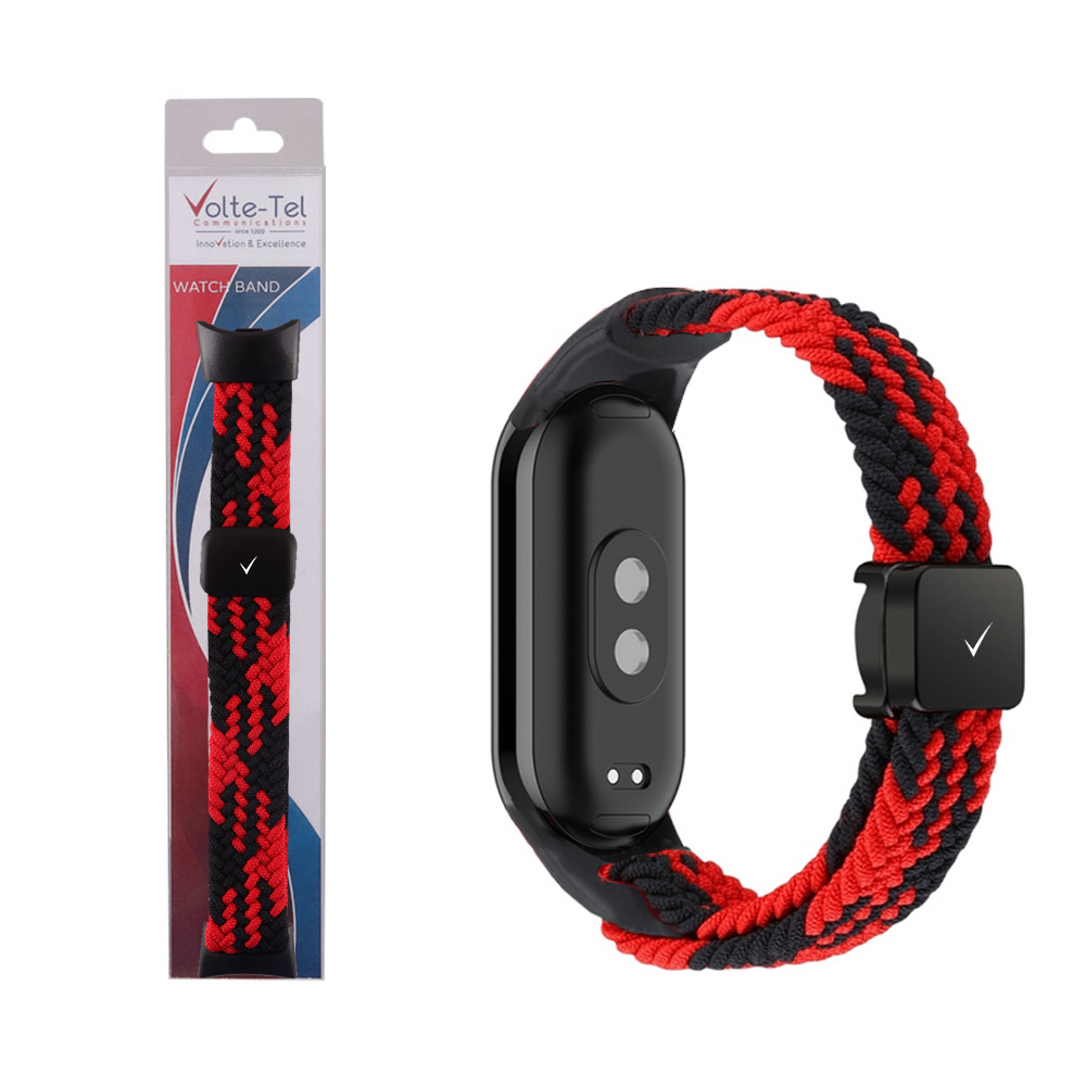 VOLTE-TEL VT148 ΛΟΥΡΑΚΙ ΡΟΛΟΓΙΟΥ XIAOMI SMART BAND 8/SMART BAND 9 BRAIDED MAGNETIC BUCKLE BLACK-RED