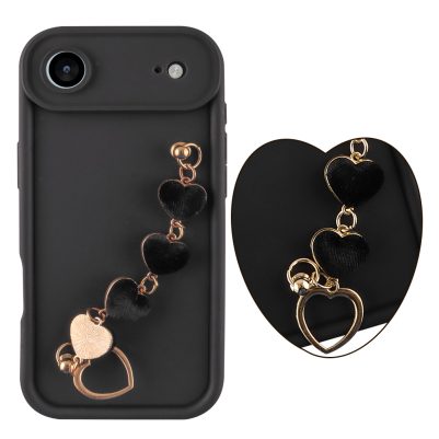 VOLTE-TEL ΘΗΚΗ IPHONE 17 AIR 6.9" SILICON TPU WITH STRAP FULL CAMERA PROTECTION BLACK WITH BLACK HEARTS