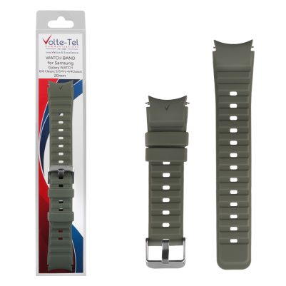VOLTE-TEL VT117 ΛΟΥΡΑΚΙ ΡΟΛΟΓΙΟΥ ΣΙΛΙΚΟΝΗΣ SPORT SAMSUNG WATCH 6/6 CLASSIC/5/5 PRO/4/4 CLASSIC/3 KHAKI-BLACK