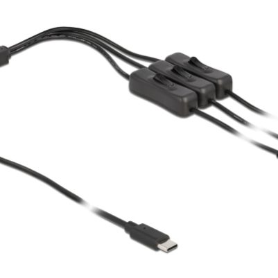 DELOCK καλώδιο USB Type-C σε 3x DC 5.5 x 2.1mm 86801, 1m, μαύρο