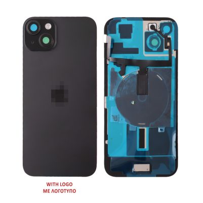 FOR IPHONE 15 BATTERY COVER + CAMERA LENS + METAL PLAID + FLASHLIGHT + CHARGING FLEX + NFC BLACK