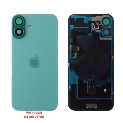 FOR IPHONE 16 BATTERY COVER + CAMERA LENS + METAL PLAID + FLASHLIGHT + CHARGING FLEX + NFC TEAL