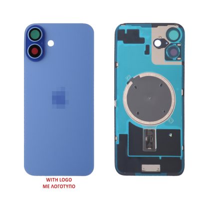 FOR IPHONE 16 BATTERY COVER + CAMERA LENS + METAL PLAID + MAGSAFE ULTRAMARINE