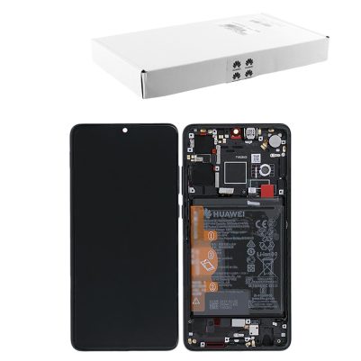 HUAWEI P30 ΟΘΟΝΗ + TOUCH SCREEN + LENS + FRAME + BATTERY 02354HMG BLACK ORIGINAL SERVICE PACK