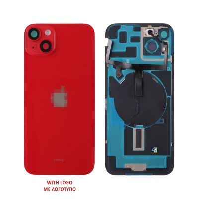 FOR IPHONE 14 PLUS BATTERY COVER + CAMERA LENS + METAL PLAID + FLASHLIGHT + CHARGING FLEX + NFC RED