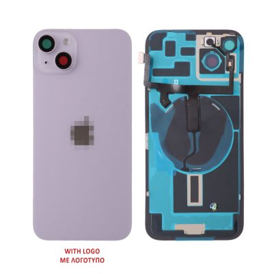 FOR IPHONE 14 PLUS BATTERY COVER + CAMERA LENS + METAL PLAID + FLASHLIGHT + CHARGING FLEX + NFC PURPLE