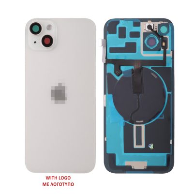 FOR IPHONE 14 BATTERY COVER + CAMERA LENS + METAL PLAID + FLASHLIGHT + CHARGING FLEX + NFC SILVER