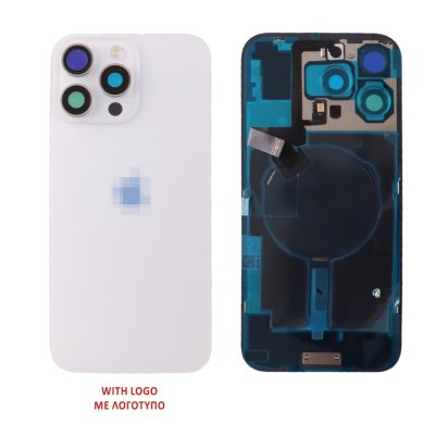 FOR IPHONE 16 PRO MAX BATTERY COVER + CAMERA LENS + METAL PLATE + FLASHLIGHT + CHARGING FLEX + NFC TITANIUM WHITE