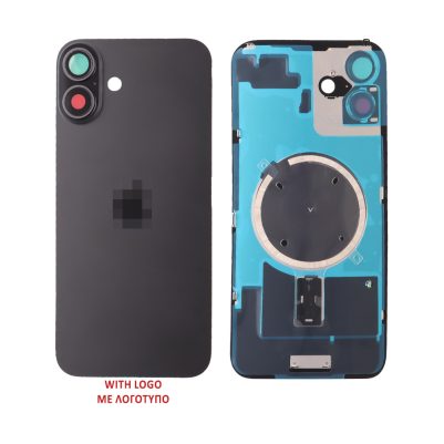 FOR IPHONE 16 PLUS BATTERY COVER + CAMERA LENS + METAL PLATE + MAGSAFE WHITE