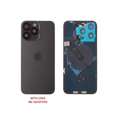 FOR IPHONE 15 PRO BATTERY COVER + CAMERA LENS + METAL PLATE + FLASHLIGHT + CHARGING FLEX + NFC TITANIUM BLACK