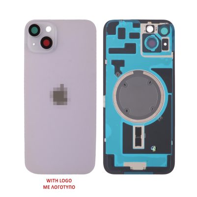 FOR IPHONE 14 PLUS BATTERY COVER + CAMERA LENS + METAL PLATE + MAGSAFE PURPLE