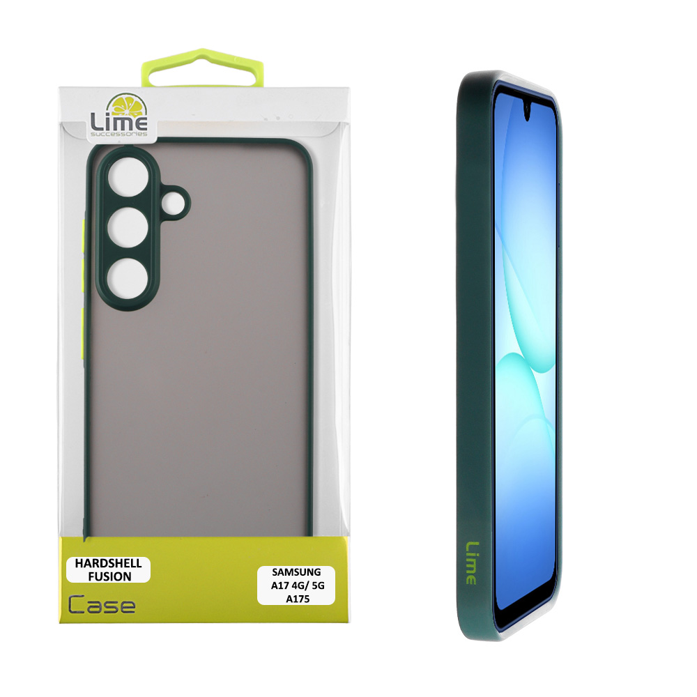 LIME ΘΗΚΗ SAMSUNG A17 4G A175/A17 5G A176/M17 5G M176 6.7" HARDSHELL FUSION FULL CAMERA PROTECTION GREEN WITH YELLOW KEYS