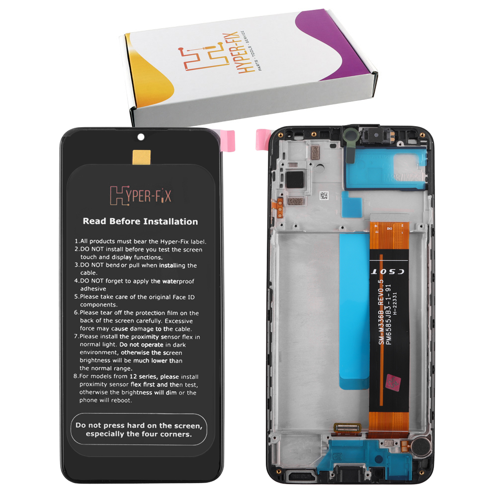 SAMSUNG M33 5G M336 ΟΘΟΝΗ+TOUCH SCREEN + LENS + FRAME HF-GH82-28492A BLACK HYPER-FIX SERVICE PACK