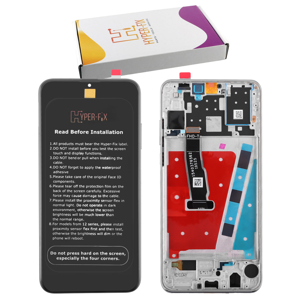 HUAWEI P30 LITE ΟΘΟΝΗ + TOUCH SCREEN + LENS + FRAME HF-02352RQC WHITE HYPER-FIX SERVICE PACK
