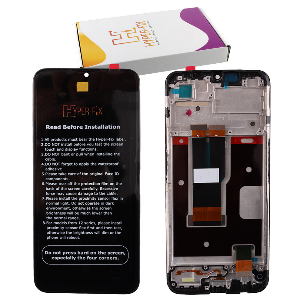 REALME C31 ΟΘΟΝΗ + TOUCH SCREEN + LENS + FRAME HF-4130168 BLACK HYPER-FIX SERVICE PACK