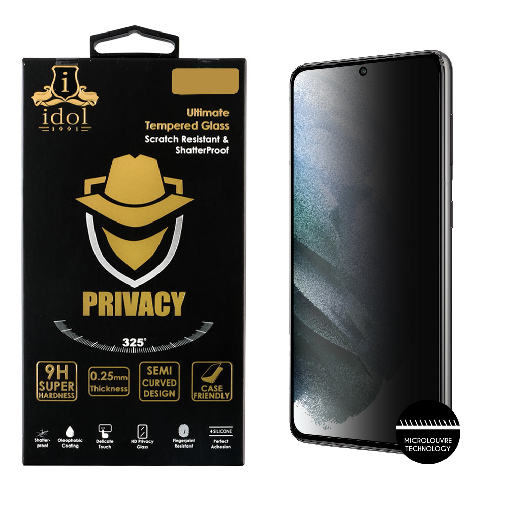 IDOL 1991 TEMPERED GLASS SAMSUNG S21 PLUS 5G G996 6.7" 9H 0.25mm PRIVACY ANTISPY SEMI CURVED FULL GLUE BLACK