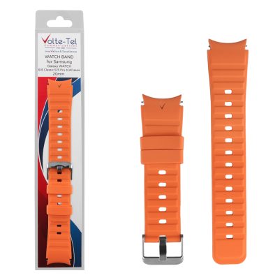 VOLTE-TEL VT117 ΛΟΥΡΑΚΙ ΡΟΛΟΓΙΟΥ ΣΙΛΙΚΟΝΗΣ SPORT SAMSUNG WATCH 6/6 CLASSIC/5/5 PRO/4/4 CLASSIC/3 ORANGE-BLACK