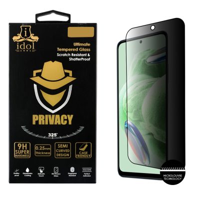IDOL 1991 TEMPERED GLASS XIAOMI REDMI NOTE 12 4G/NOTE 12 5G 6.67" 9H 0.25mm PRIVACY ANTISPY SEMI CURVED FULL GLUE BLACK