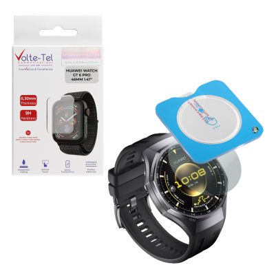 VOLTE-TEL TEMPERED GLASS HUAWEI WATCH GT 6 PRO 46MM 1.47" 9H 0.30mm 2.5D EASY APPLICATION FULL GLUE FULL COVER TRANSPARENT