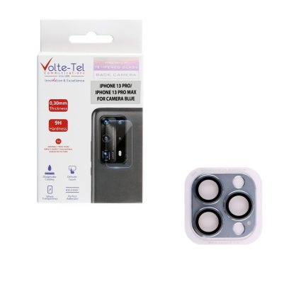 VOLTE-TEL CAMERA GLASS COVER IPHONE 13 PRO 6.1"/IPHONE 13 PRO MAX 6.7" 9H 0.30MM 3D ALUMINIUM-ELECTROPLATING FRAME BLUE