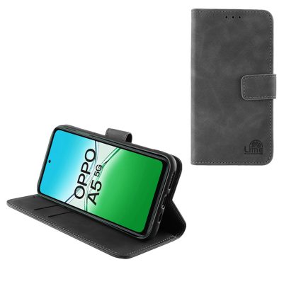 LIME ΘΗΚΗ OPPO A5 5G 6.67" ESSENTIAL MAGNET BOOK STAND CLIP GREY