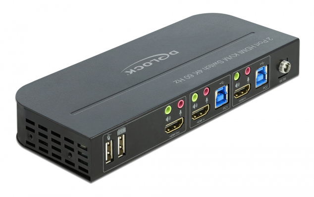 DELOCK HDMI KVM Switch 11481, 2 ports, USB 3.0, Audio, 4K/60Hz, μαύρο - Image 2