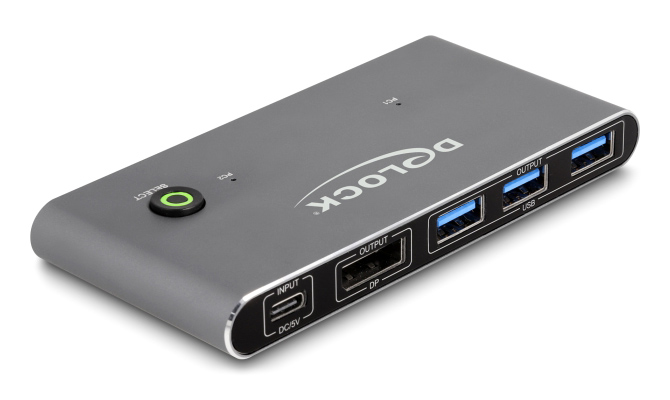 DELOCK DisplayPort KVM switch 18646 με 4x θύρες USB 5Gbps, 8K/30Hz, γκρι - Image 2