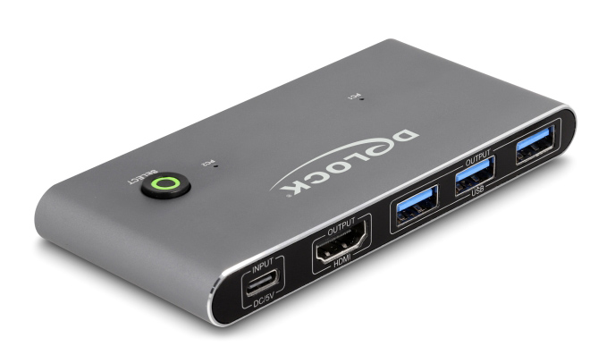 DELOCK HDMI KVM switch 18647 με 4x θύρες USB 5Gbps, 8K/30Hz, γκρι - Image 2