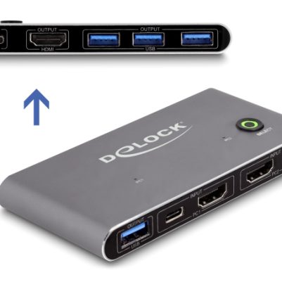 DELOCK HDMI KVM switch 18647 με 4x θύρες USB 5Gbps, 8K/30Hz, γκρι