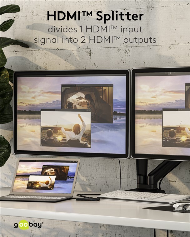 GOOBAY HDMI splitter 58481, 1-in σε 2-out, 4K/60Hz, μαύρο - Image 3