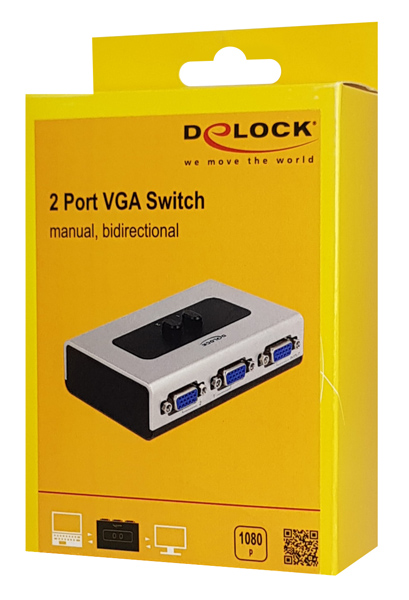 DELOCK VGA switch 87758, 2 σε 1, bidirectional, 1080p/60Hz, ασημί - Image 3