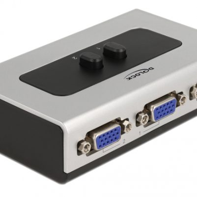 DELOCK VGA switch 87758, 2 σε 1, bidirectional, 1080p/60Hz, ασημί