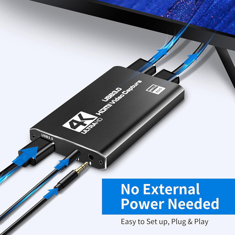 POWERTECH video capture CAB-H164, HDMI/USB σύνδεση, 4K/60Hz, μαύρο - Image 2