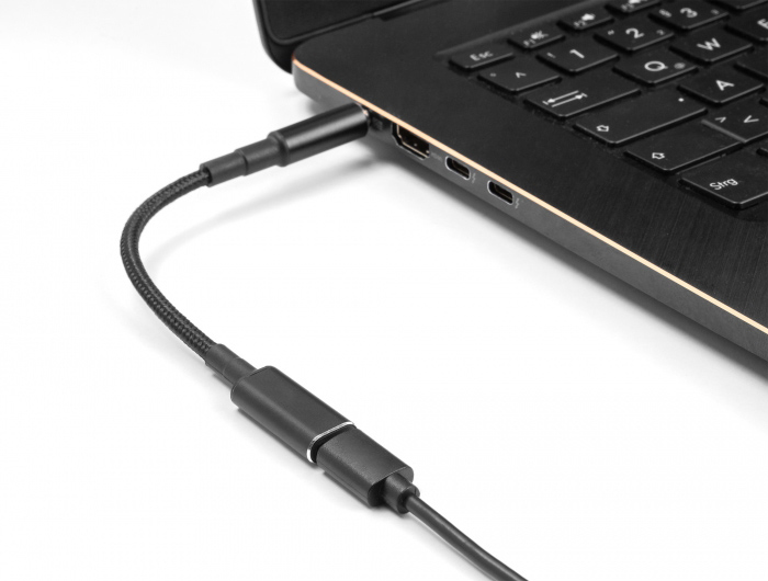 POWERTECH καλώδιο τροφοδοσίας CAB-UC069, USB-C σε 5.5x2.1mm, 15cm, μαύρο - Image 2