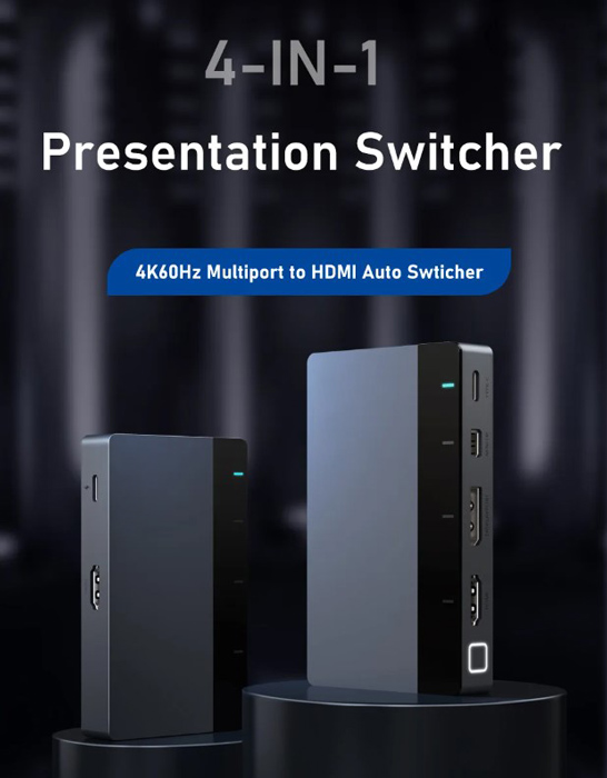 CABLETIME multi-port switch CT-PS41-GB1 σε HDMI, 4 σε 1, 4K/60Hz, γκρι - Image 2