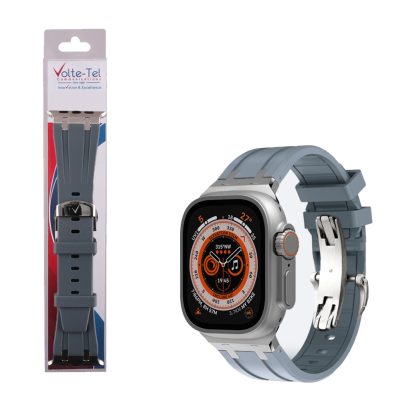 VOLTE-TEL VT157 ΛΟΥΡΑΚΙ ΡΟΛΟΓΙΟΥ ΣΙΛΙΚΟΝΗΣ ΣΥΜΒΑΤΟ ΜΕ APPLE WATCH 42/44/45/46/49mm SPORT BUTTERFLY BUCKLE LIGHT GREY