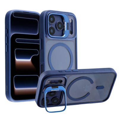 IDOL 1991 ΘΗΚΗ IPHONE 17 PRO MAX 6.9" MAGSTAND CLEAR BACK COVER TPU BLUE BUMPER AND MAGNET FULL CAMERA PROTECTION WITH STAND