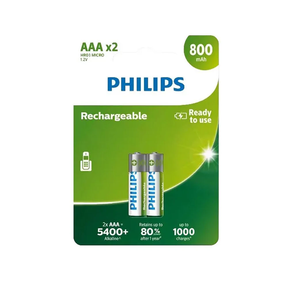 PHILIPS ΜΠΑΤΑΡΙΕΣ ΕΠΑΝΑΦΟΡΤΙΖΟΜΕΝΕΣ AAA/HR03 1.2V 800mAh Ni-MH MICRO READY TO USE 2/BLISTER