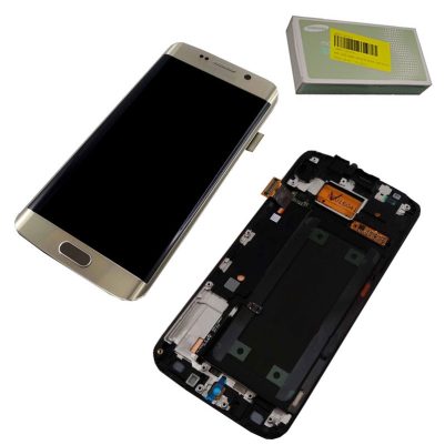 SAMSUNG S6 EDGE G925F ΟΘΟΝΗ+TOUCH SCREEN+LENS+FRAME GH97-17162C GOLD ORIGINAL SERVICE PACK