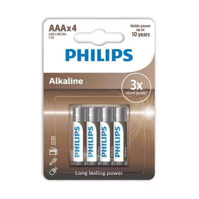 PHILIPS ΜΠΑΤΑΡΙΕΣ ΑΛΚΑΛΙΚΕΣ AAA LR03 1.5V ALKALINE 4/BLISTER