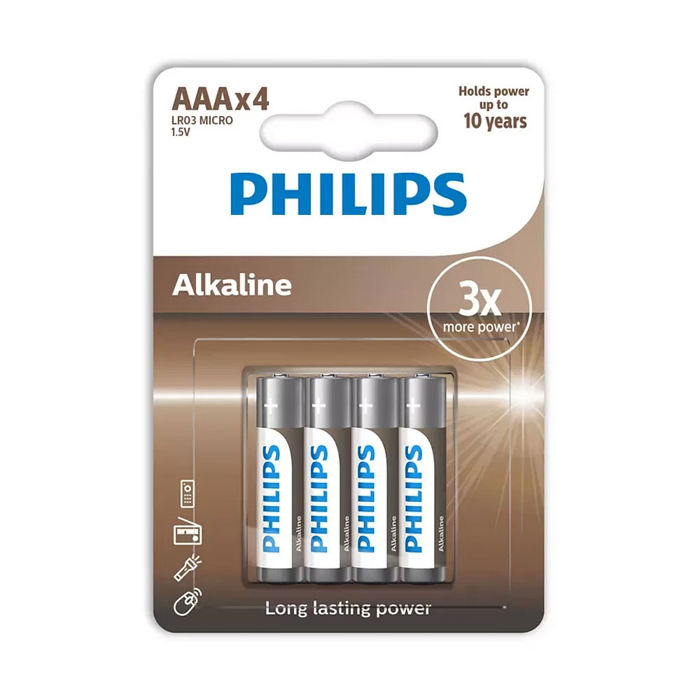 PHILIPS ΜΠΑΤΑΡΙΕΣ ΑΛΚΑΛΙΚΕΣ AAA LR03 1.5V ALKALINE 4/BLISTER