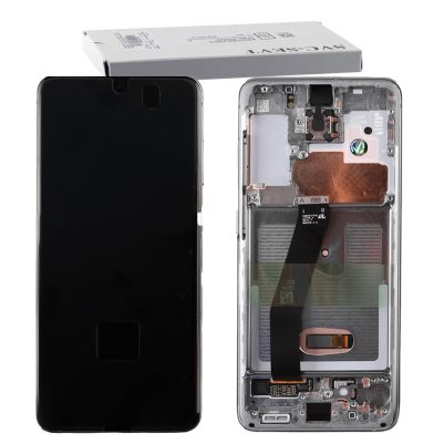 SAMSUNG S20 G980 ΟΘΟΝΗ + TOUCH SCREEN + LENS + FRAME GH82-31433A GREY (NO CAMERA) ORIGINAL SERVICE PACK