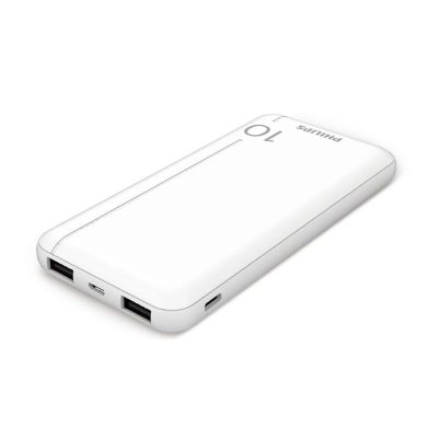 PHILIPS POWER POWER BANK DLP1810CW 10000mAh OUTPUT USB-C 5V-3A/USB-A 5V-2.1A ΜΕ ΕΝΣΩΜΑΤΩΜΕΝΑ ΚΑΛΩΔΙΑ USB-C,USB-A WHITE