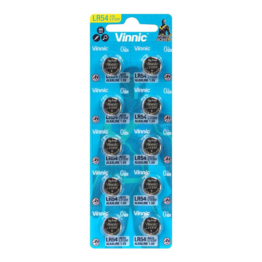 VINNIC ΜΠΑΤΑΡΙΕΣ ΡΟΛΟΓΙΟΥ LR54/189/LR1130/G10/SR54/390/AG10 1.5V ALKALINE 1 ΤΕΜ. 10/BLISTER