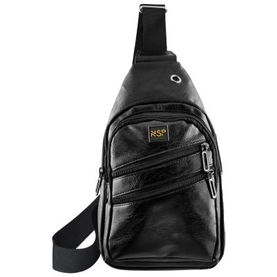 NSP N121 FORCE ΤΣΑΝΤΑΚΙ CROSSBODY 8.5L ΔΕΡΜΑΤΙΝΟ BLACK