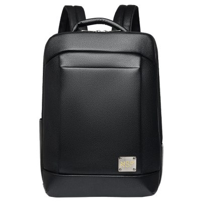 NSP N103 SEATTLE ΤΣΑΝΤΑ ΠΛΑΤΗΣ/BACKPACK ΜΕ ΘΗΚΗ LAPTOP 16"/23L ΔΕΡΜΑΤΙΝΗ BLACK