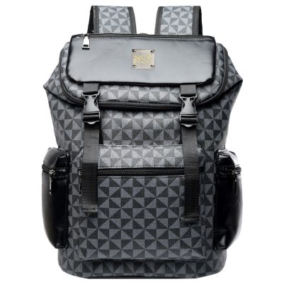 NSP N108 FUN ΤΣΑΝΤΑ ΠΛΑΤΗΣ/BACKPACK ΔΕΡΜΑΤΙΝΗ ΜΕ ΘΗΚΗ LAPTOP 16"/36L ΔΕΡΜΑΤΙΝΗ BLACK