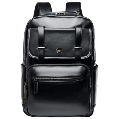 NSP N100 STYLER ΤΣΑΝΤΑ ΠΛΑΤΗΣ/BACKPACK ΜΕ ΘΗΚΗ LAPTOP 16"/29L ΔΕΡΜΑΤΙΝΗ BLACK