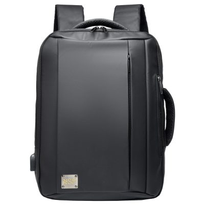 NSP N102 CLASSIC ΤΣΑΝΤΑ ΠΛΑΤΗΣ/BACKPACK ΜΕ ΘΗΚΗ LAPTOP 16"/27,5L ΔΕΡΜΑΤΙΝΗ ΑΔΙΑΒΡΟΧΗ BLACK